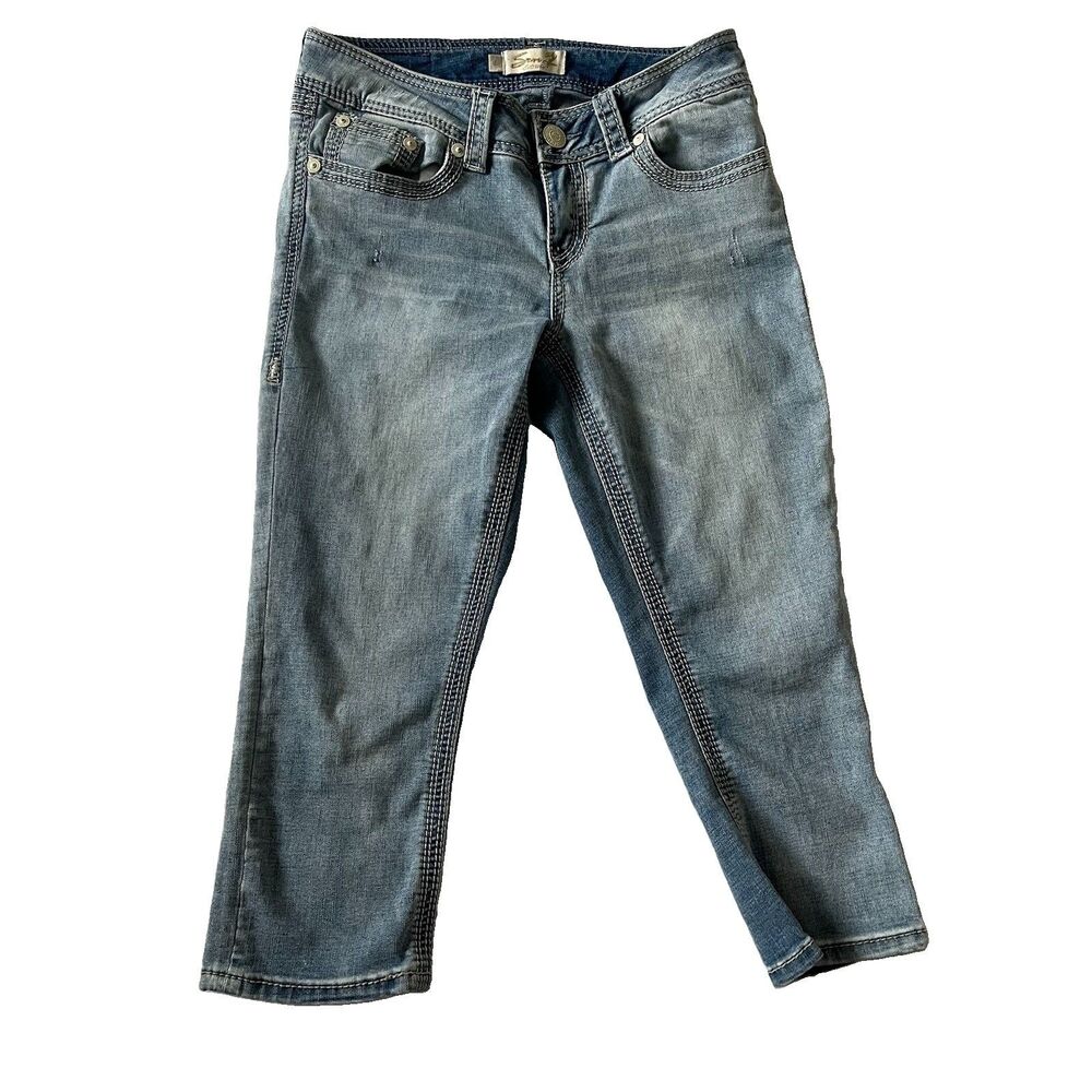 Seven7 Capri Jeans Womens 6 Blue Medium Wash Stretch Denim Casual Cropped Mid